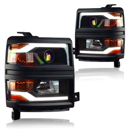 Winjet Led Projector Head Light - Black Housing / Black Trim / Clear Lens CHWJ-0382B-B